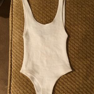 White Ribbed Bodysuit